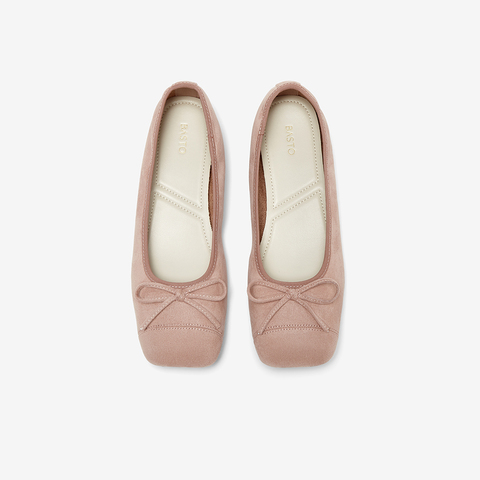 百思图2025秋季新款简约时尚蝴蝶结浅口方头女单鞋B2700CQ5