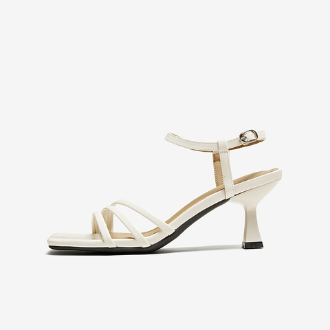 百思图2025夏季新款简约时尚通勤一字带细高跟女凉鞋B6116BL5