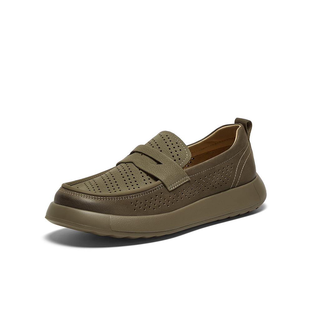 百思图2025夏新款商场同款简约商务乐福鞋厚底男休闲皮鞋58855BM5