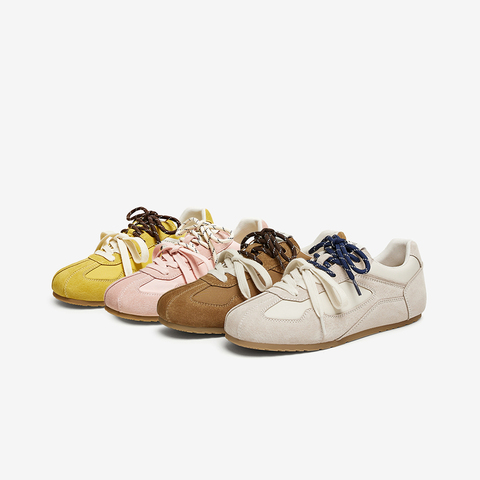 百思图2025春季新款商场同款复古运动德训鞋平跟女休闲鞋A1915AM5