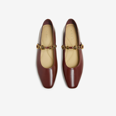 百思图2025春季新款简约复古法式玛丽珍鞋方跟女单鞋M1107AQ5