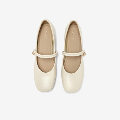 百思图2025春季新款时尚简约法式玛丽珍鞋粗跟女单鞋W8910AQ5