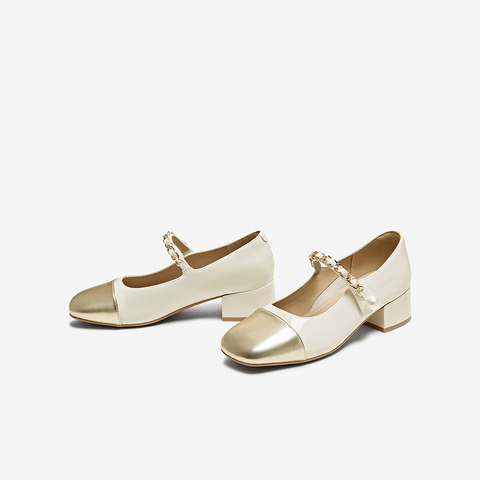 百思图2025夏季新款时髦法式小香风玛丽珍鞋粗跟女单鞋W1227BQ5