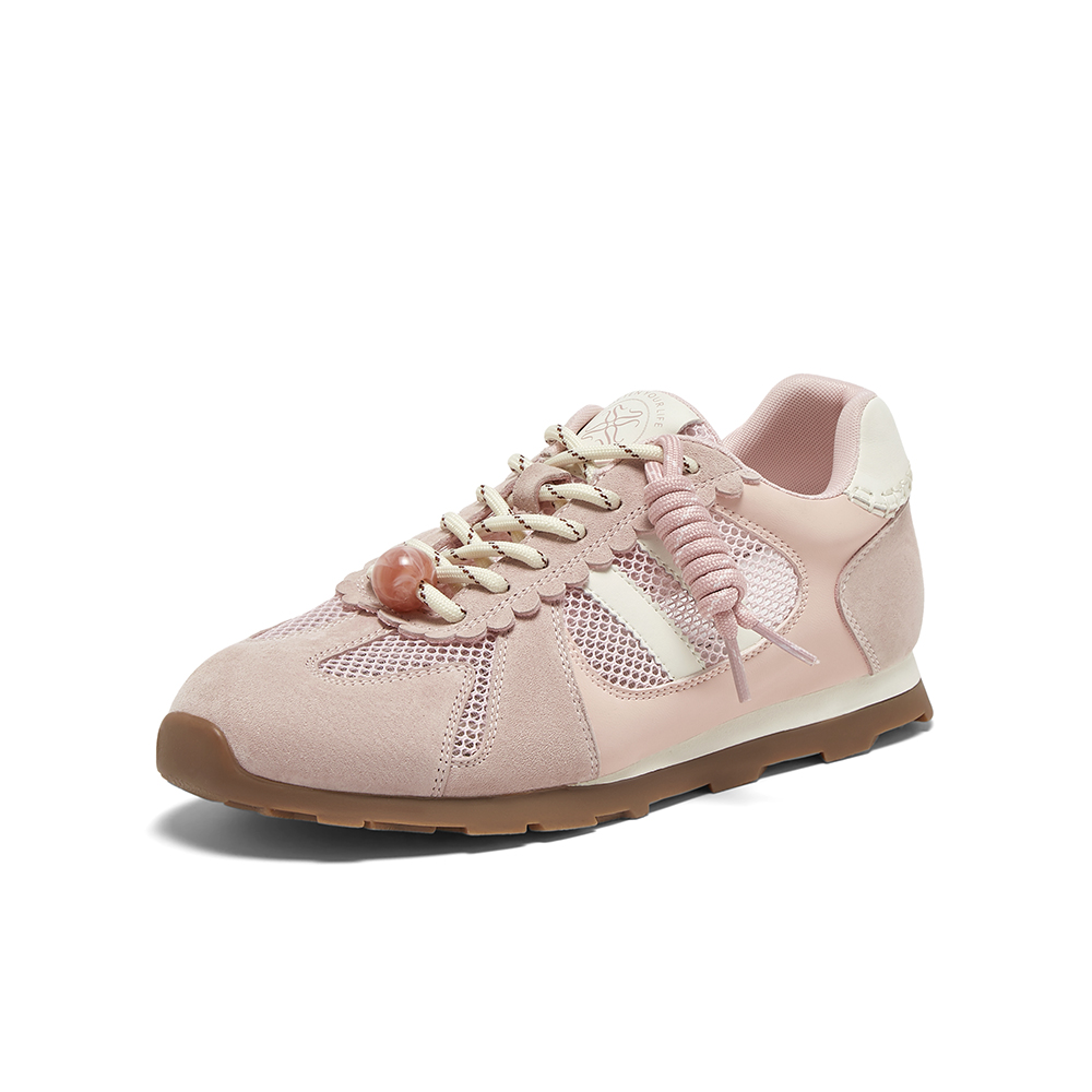 百思图2025秋季新款时尚潮流街头复古德训鞋平跟女休闲鞋D3106CM5