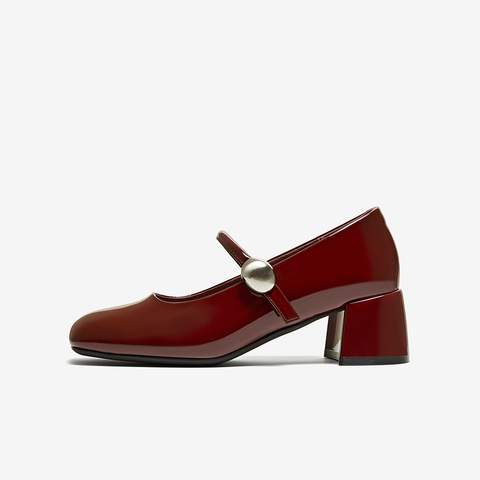 百思图2025秋季新款商场同款简约复古玛丽珍鞋方头女单鞋F2166CQ5