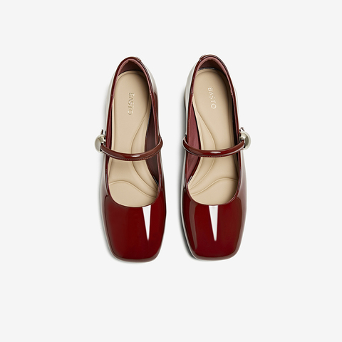 百思图2025秋季新款商场同款简约复古玛丽珍鞋方头女单鞋F2166CQ5