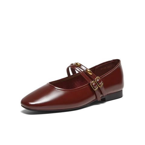 百思图2025春季新款商场同款简约复古玛丽珍鞋方头女单鞋M1109AQ5