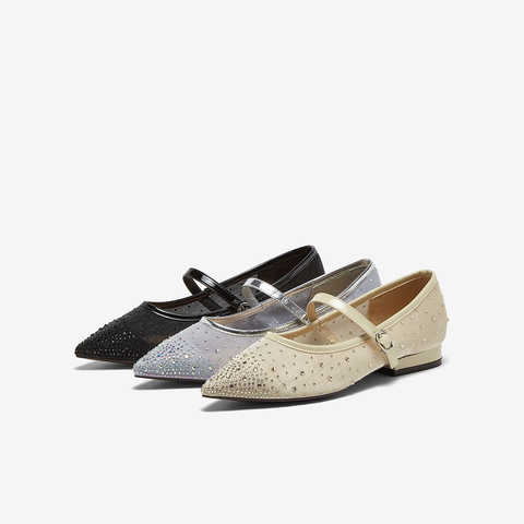 百思图2025夏季新款简约复古玛丽珍鞋粗跟尖头女浅口单鞋K5009BQ5