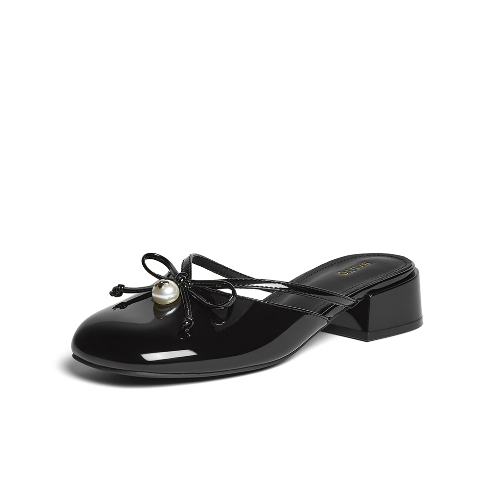 百思图2025夏季新款简约时尚休闲穆勒鞋粗跟圆头女单鞋B3017BH5