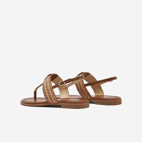 百思图2025夏季新款时尚复古户外休闲一字带夹趾女凉鞋C2107BL5