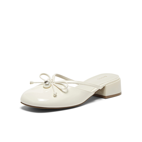 百思图2025夏季新款简约时尚休闲穆勒鞋粗跟圆头女单鞋B3017BH5