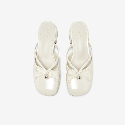 百思图2025夏季新款简约时尚休闲穆勒鞋粗跟圆头女单鞋B3017BH5