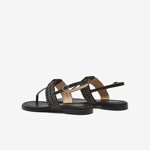 百思图2025夏季新款时尚复古户外休闲一字带夹趾女凉鞋C2107BL5