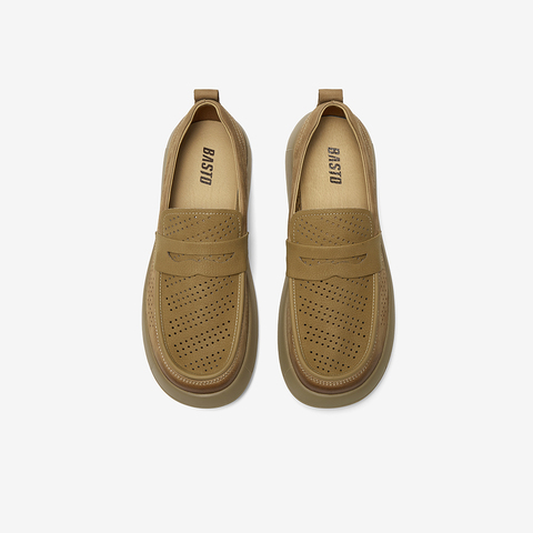 百思图2025夏新款商场同款简约商务乐福鞋厚底男休闲皮鞋58855BM5