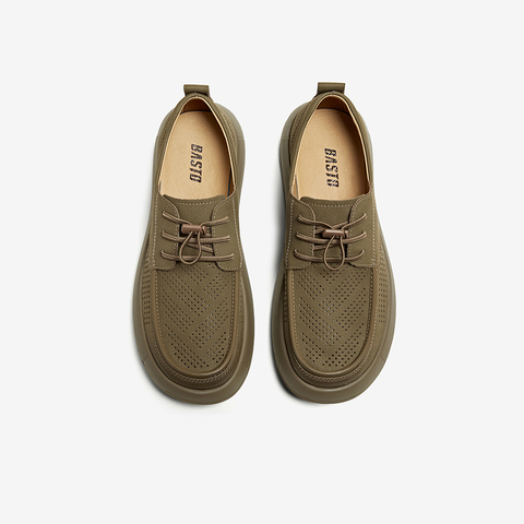 百思图2025夏季新款时尚简约商务厚底圆头男休闲皮鞋58856BM5