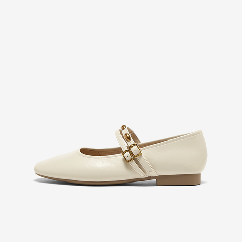 百思图2025春季新款商场同款简约复古玛丽珍鞋方头女单鞋M1109AQ5