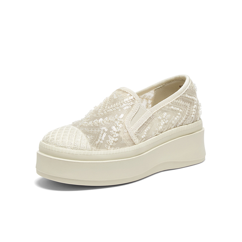 百思图2025夏季新款时尚复古休闲渔夫鞋厚底圆头女单鞋B7809BA5