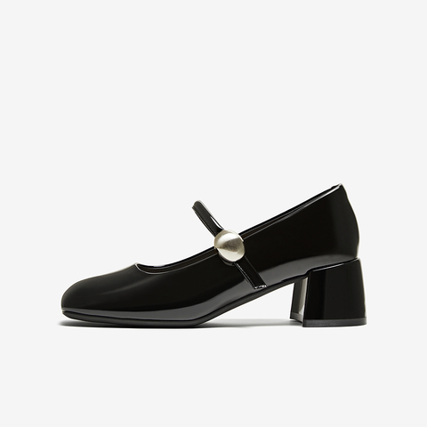 百思图2025秋季新款商场同款简约复古玛丽珍鞋方头女单鞋F2166CQ5