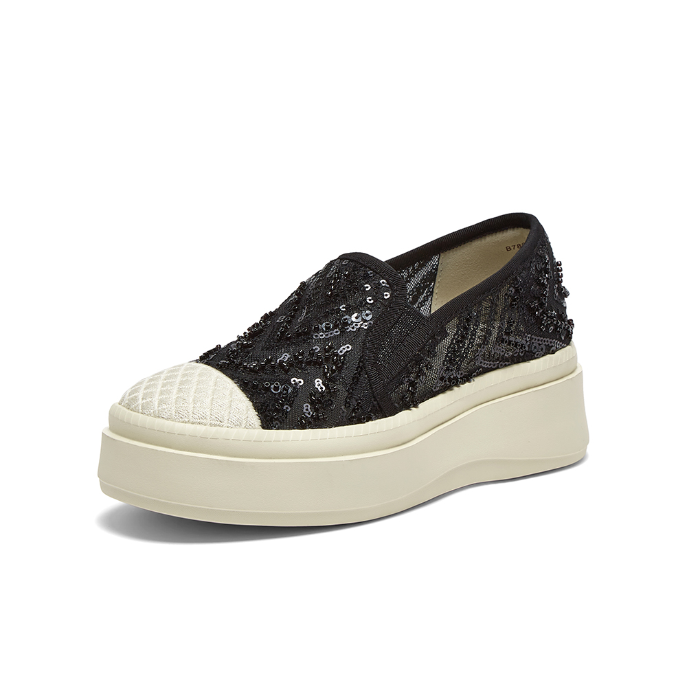 百思图2025夏季新款时尚复古休闲渔夫鞋厚底圆头女单鞋B7809BA5