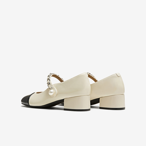 百思图2025夏季新款时髦法式小香风玛丽珍鞋粗跟女单鞋W1227BQ5