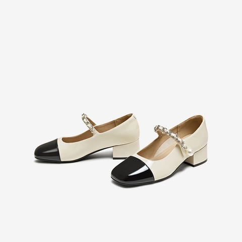 百思图2025夏季新款时髦法式小香风玛丽珍鞋粗跟女单鞋W1227BQ5