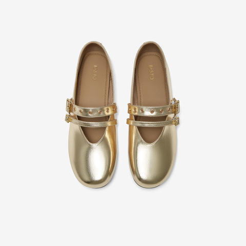 百思图2025秋季新款时尚潮流复古玛丽珍鞋浅口女单鞋B2530CQ5