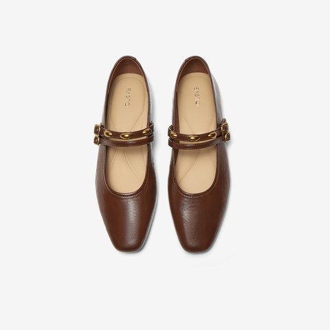 百思图2025春季新款商场同款简约复古玛丽珍鞋方头女单鞋M1109AQ5