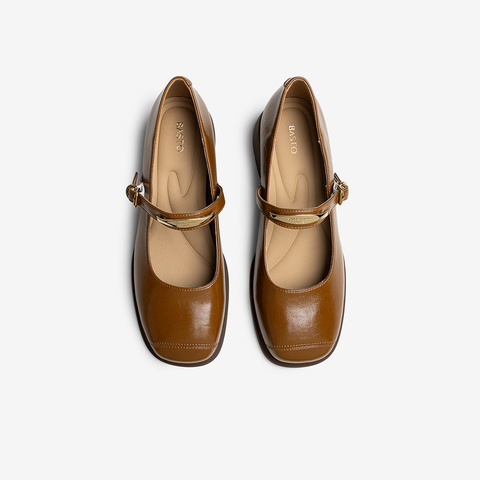 百思图2025秋季新款玛丽珍鞋时尚复古学院风粗跟女单鞋F2033CQ5