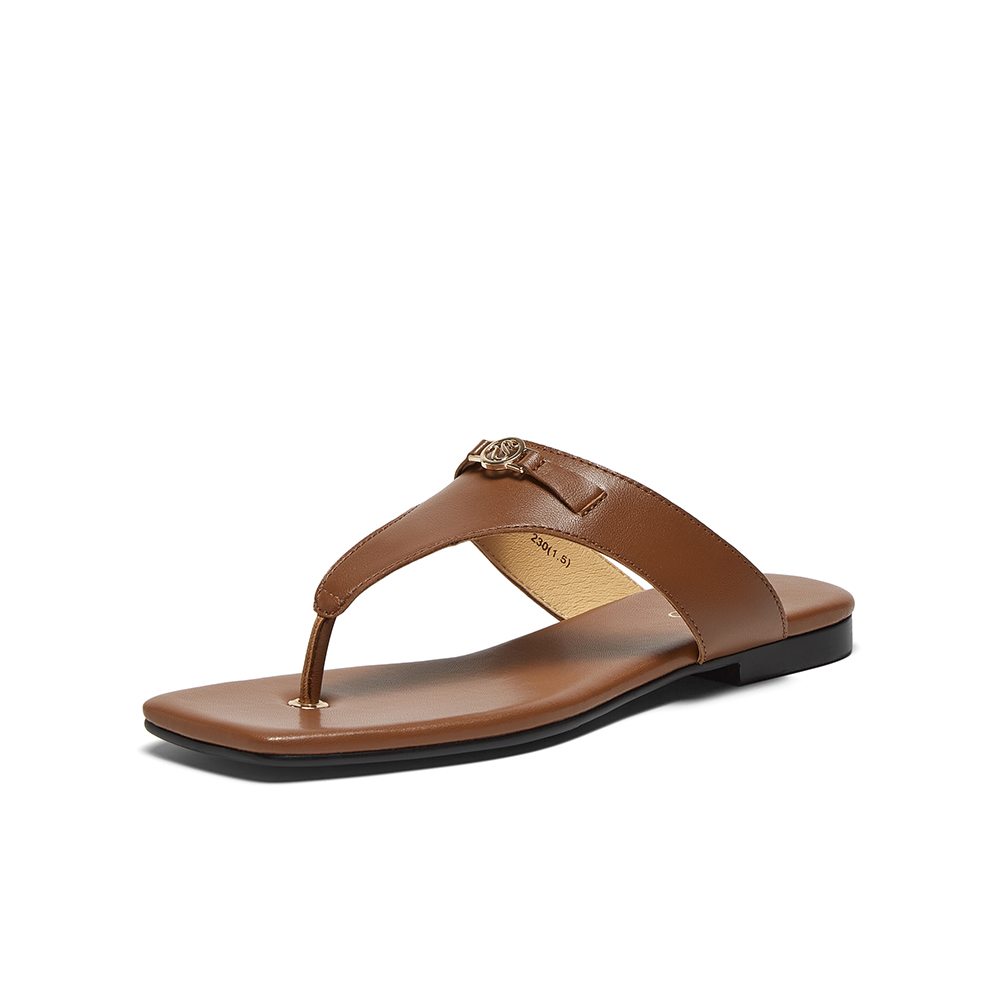 百思图2025夏季新款简约时尚户外休闲人字拖平跟女拖鞋C5831BT5