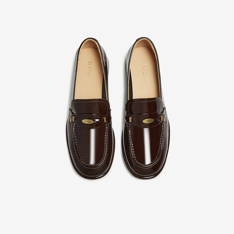 百思图2025秋季新款乐福鞋时尚复古学院风粗跟女单鞋C1823CA5