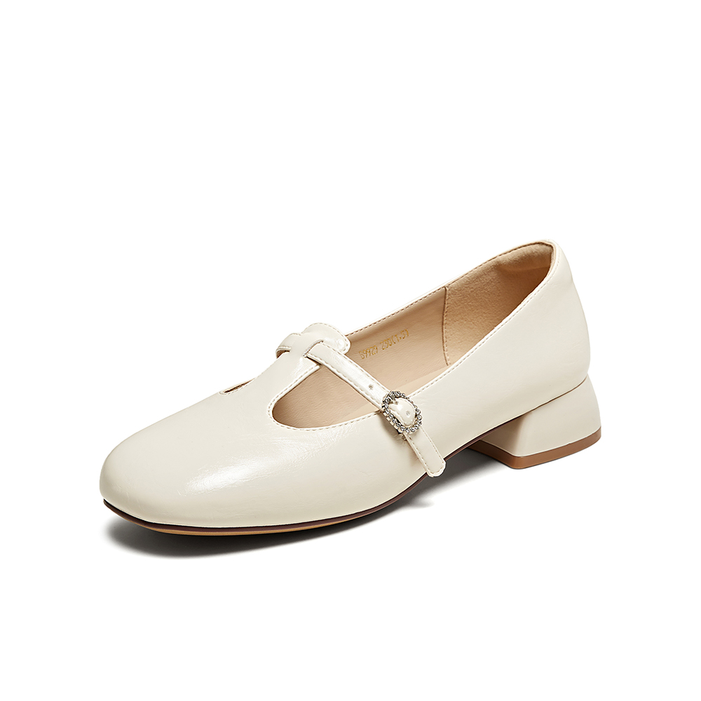 百思图2025秋季新款玛丽珍鞋简约复古浅口粗跟女单鞋B9929CQ5