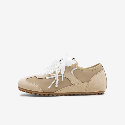 百思图2025秋季新款时尚潮流运动德训鞋平跟女休闲鞋A1981CM5