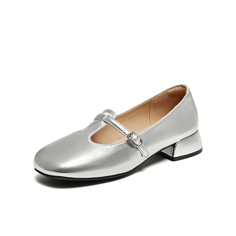 百思图2025秋季新款玛丽珍鞋简约复古浅口粗跟女单鞋B9929CQ5