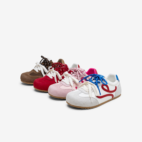 百思图2025秋季新款德训鞋时尚复古街头运动女休闲鞋D3203CM5