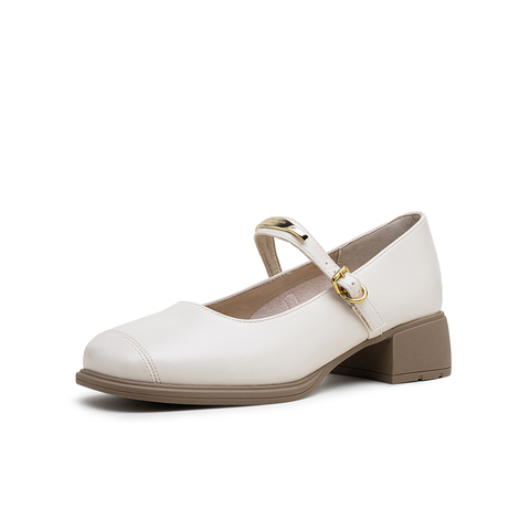 百思图2025秋季新款玛丽珍鞋时尚复古学院风粗跟女单鞋F2033CQ5