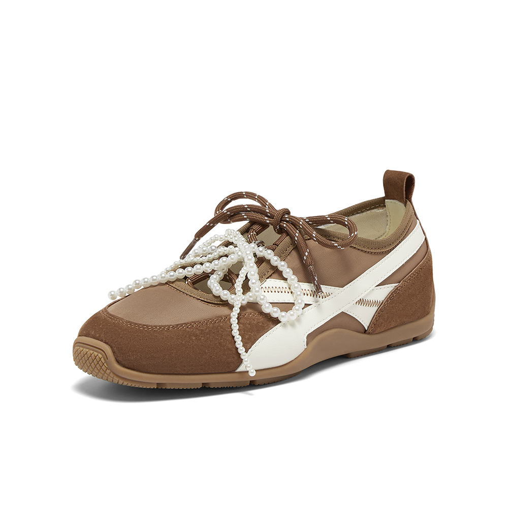 百思图2025秋季新款时尚复古户外运动德训鞋女休闲鞋A9002CM5