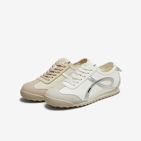 百思图2025秋季新款德训鞋街头潮流复古运动女休闲鞋V2518CM5