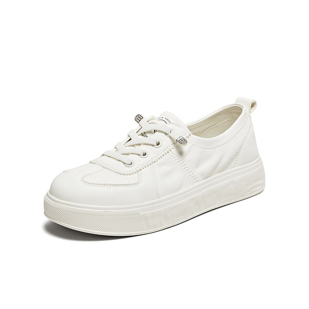 百思图2025秋季新款商场同款时尚运动小白鞋厚底女休闲鞋BJ207CA5