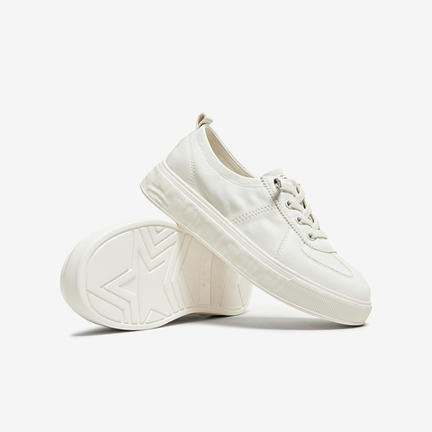 百思图2025秋季新款商场同款时尚运动小白鞋厚底女休闲鞋BJ207CA5