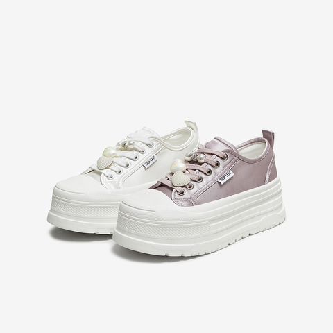 百思图2025夏季新款帆布鞋时尚户外街头潮流女休闲鞋E5919BM5