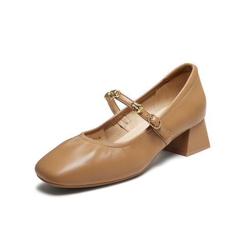 百思图2025秋季新款玛丽珍鞋时尚复古法式浅口女单鞋C1638CQ5