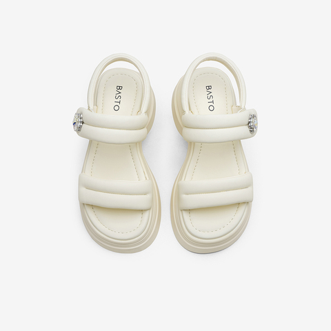 百思图2025夏季新款魔术贴休闲外穿厚底女凉鞋D3209BL5