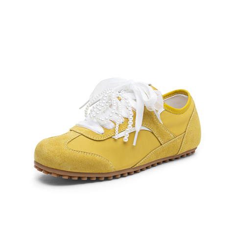 百思图2025秋季新款时尚潮流运动德训鞋平跟女休闲鞋A1981CM5