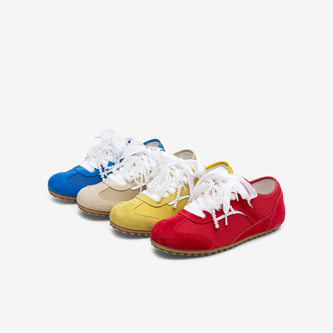 百思图2025秋季新款时尚潮流运动德训鞋平跟女休闲鞋A1981CM5