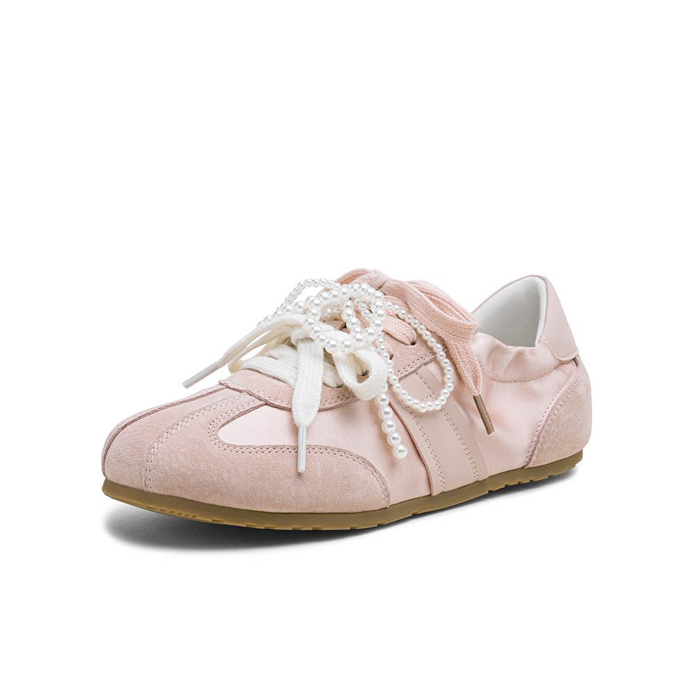 百思图2025秋季新款德训鞋时尚复古运动平跟女休闲鞋A1934CM5