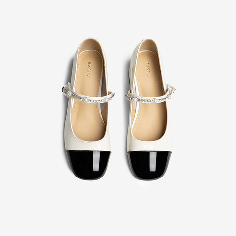 百思图2025秋季新款玛丽珍鞋时尚复古小香风粗跟女单鞋B2342CQ5