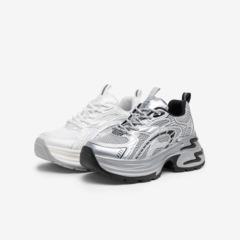 百思图2025秋季新款老爹鞋时尚街头厚底增高女休闲鞋D5828CM5