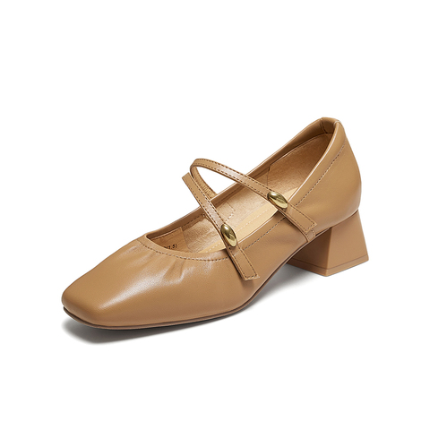 百思图2025秋季新款商场同款玛丽珍鞋法式方头浅口女单鞋C5911CQ5
