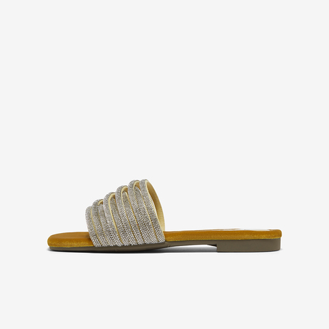 百思图2025夏季新款时尚简约户外休闲一字拖方跟女凉拖鞋B5387BT5