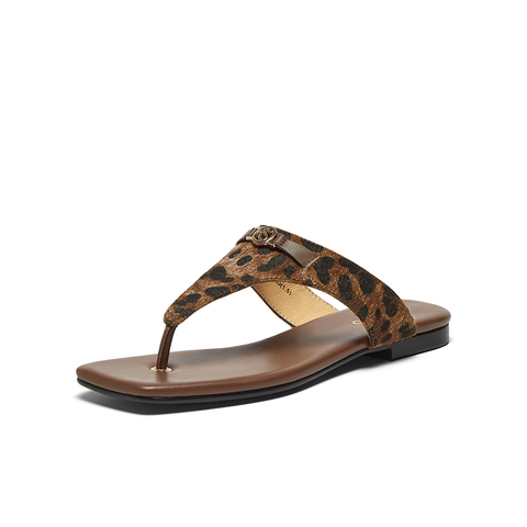 百思图2025夏季新款简约时尚户外休闲人字拖平跟女拖鞋C5831BT5